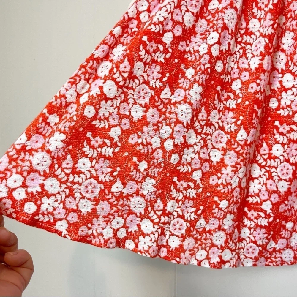 Free People Lucky Coin Sleeveless Top XS linen red floral tank blouse flowy boho